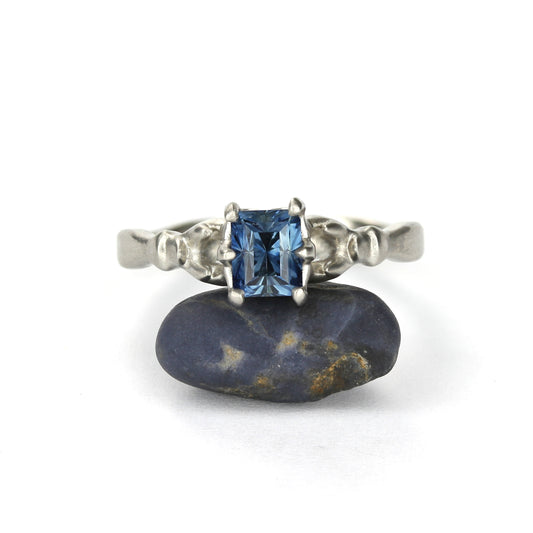 "Ice Blue" Tasmanian Sapphire and Platinum ring