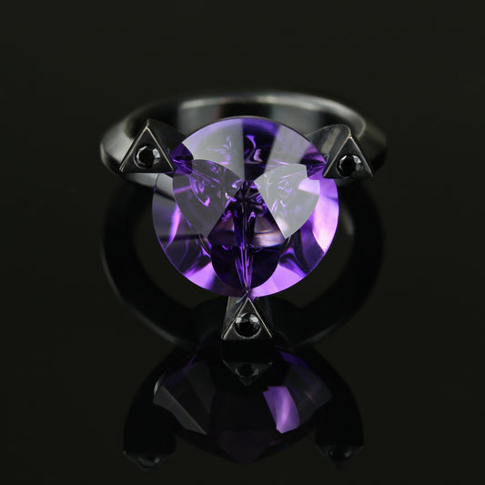 "Tri Forge" Amethyst and Black Spinel ring